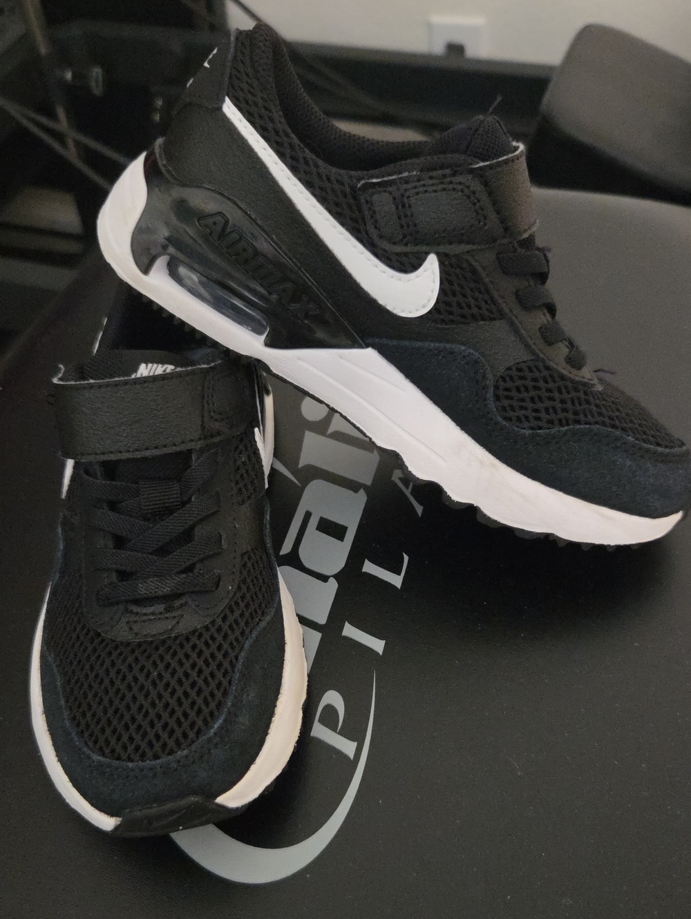 Kids Black & White Sneakers with Velcro Strap